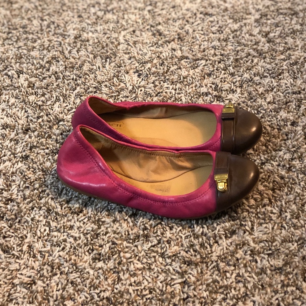 Coach Brown & Pink Ballet Flats💗